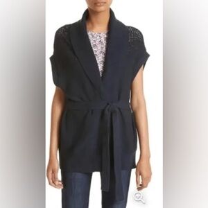 Rag & Bone Andi cap sleeve open knit navy cardigan